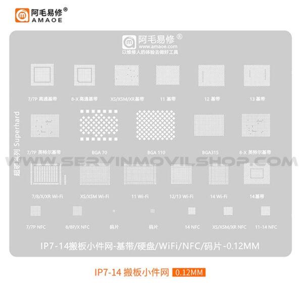 Estencil Amaoe IP7-14, banda base, NAND, WIFI, NFC,